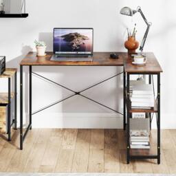 Gymax L-shaped Desk Reversible Corner Computer Desk With Adjustable Shelf in Brown - thumbnail 6