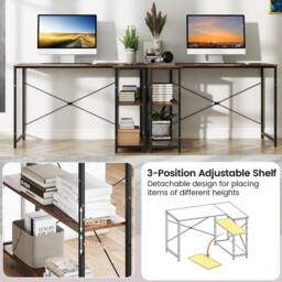 Gymax L-shaped Desk Reversible Corner Computer Desk With Adjustable Shelf in Brown - thumbnail 4
