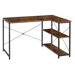 Gymax L-shaped Desk Reversible Corner Computer Desk With Adjustable Shelf in Brown - thumbnail 9