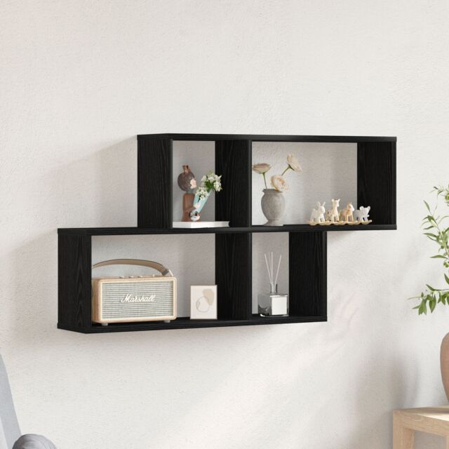 Berkfield Home Black Oak Wall Cabinet 76x15x53 cm Made from Engineered Wood - Size: 76 x 15 x 53 cm - image 1