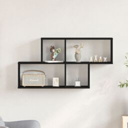 Berkfield Home Black Oak Wall Cabinet 76x15x53 cm Made from Engineered Wood - Size: 76 x 15 x 53 cm - thumbnail 4