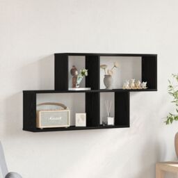 Berkfield Home Black Oak Wall Cabinet 76x15x53 cm Made from Engineered Wood - Size: 76 x 15 x 53 cm - thumbnail 1