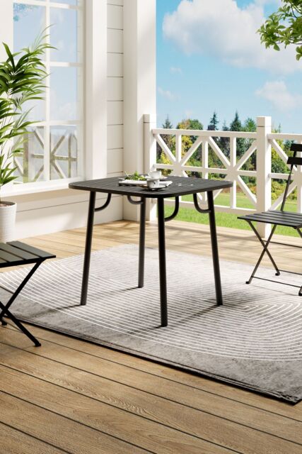 Living and Home Outdoor Garden Metal Dining Table in Black