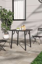 Living and Home Outdoor Garden Metal Dining Table in Black - thumbnail 4