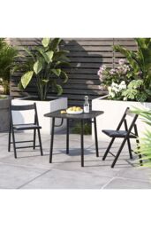 Living and Home Outdoor Garden Metal Dining Table in Black - thumbnail 5