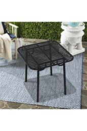 Living and Home Outdoor Garden Metal Dining Table in Black - thumbnail 3