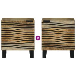 Berkfield Home Bedside Tables Brown & Black 40 x 33.5 x 46 cm in Beige - thumbnail 9