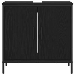 Berkfield Home Bathroom Sink Cabinet Black Oak 60x30x60 cm Engineered Wood - Size: 60 x 30 x 60 cm - thumbnail 6