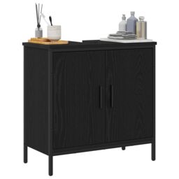 Berkfield Home Bathroom Sink Cabinet Black Oak 60x30x60 cm Engineered Wood - Size: 60 x 30 x 60 cm - thumbnail 3