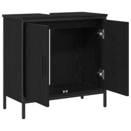 Berkfield Home Bathroom Sink Cabinet Black Oak 60x30x60 cm Engineered Wood - Size: 60 x 30 x 60 cm - thumbnail 5
