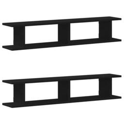 Berkfield Home Wall Shelves 2 pcs Black Oak 105x18x20 cm Engineered Wood - Size: 105 x 18 x 20 cm - thumbnail 3
