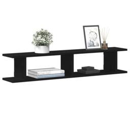Berkfield Home Wall Shelves 2 pcs Black Oak 105x18x20 cm Engineered Wood - Size: 105 x 18 x 20 cm - thumbnail 4