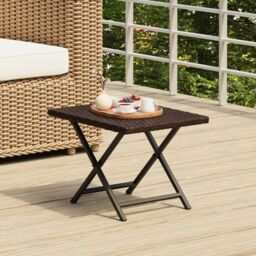 Berkfield Home Folding Table Brown 45x35x32 cm Poly Rattan - Size: 45 x 35 x 32 cm - thumbnail 1