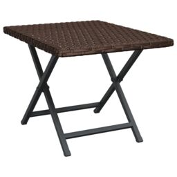 Berkfield Home Folding Table Brown 45x35x32 cm Poly Rattan - Size: 45 x 35 x 32 cm - thumbnail 2
