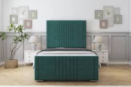 "Sloomy Harrington Plush Bed Frame With 50"" Upholstered Headboard in Emerald - Size: Single"