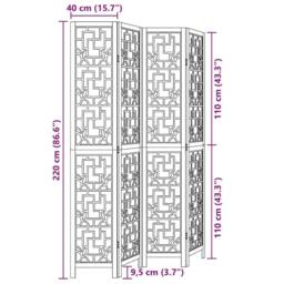 Berkfield Home Room Divider 4 Panels Brown Solid Wood Paulownia in Light Tan - thumbnail 8