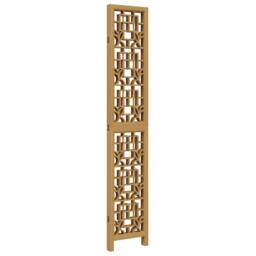 Berkfield Home Room Divider 4 Panels Brown Solid Wood Paulownia in Light Tan - thumbnail 5