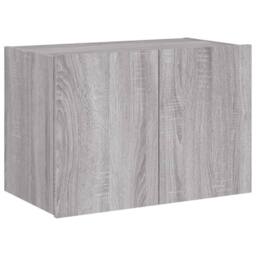 Berkfield Home TV Wall Cabinet with LED Lights Grey Sonoma 60x35x41 cm - Size: 60 x 35 x 41 cm - thumbnail 3
