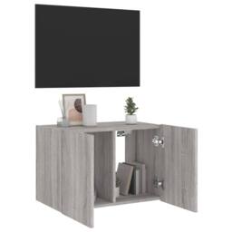 Berkfield Home TV Wall Cabinet with LED Lights Grey Sonoma 60x35x41 cm - Size: 60 x 35 x 41 cm - thumbnail 6