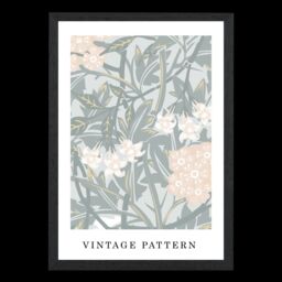 ARTZE William Morris Jasmine in Green & Peach Art Print / Black Frame / SIZE: A3 - Size: A4 - thumbnail 2