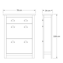 GFW Lancaster 2 Door 1 Drawer Shoe Cabinet in Black - thumbnail 6