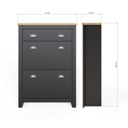 GFW Lancaster 2 Door 1 Drawer Shoe Cabinet in Black - thumbnail 8