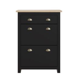 GFW Lancaster 2 Door 1 Drawer Shoe Cabinet in Black - thumbnail 4