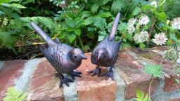 Inspirational Gifting Pair of Birds Sculpture Garden Ornament in Bronze - thumbnail 3