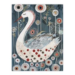 "Artery8 Cute Abstract Swan Floral Blue Red White Painting Wall Art Print - Size: W24"" x H32""" - thumbnail 1