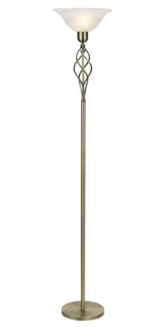Happy Homewares Classic Knot Twist Floor Lamp Uplighter in Antique Brass in Metallic Gold - image 1