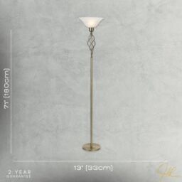 Happy Homewares Classic Knot Twist Floor Lamp Uplighter in Antique Brass in Metallic Gold - thumbnail 3