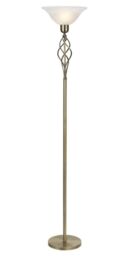 Happy Homewares Classic Knot Twist Floor Lamp Uplighter in Antique Brass in Metallic Gold