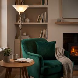 Happy Homewares Classic Knot Twist Floor Lamp Uplighter in Antique Brass in Metallic Gold - thumbnail 2