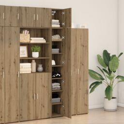 Berkfield Home Slim Storage Cabinet Artisan Oak 30x42.5x225 cm Engineered Wood in Brown - thumbnail 4