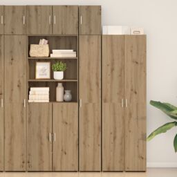 Berkfield Home Slim Storage Cabinet Artisan Oak 30x42.5x225 cm Engineered Wood in Brown - thumbnail 1