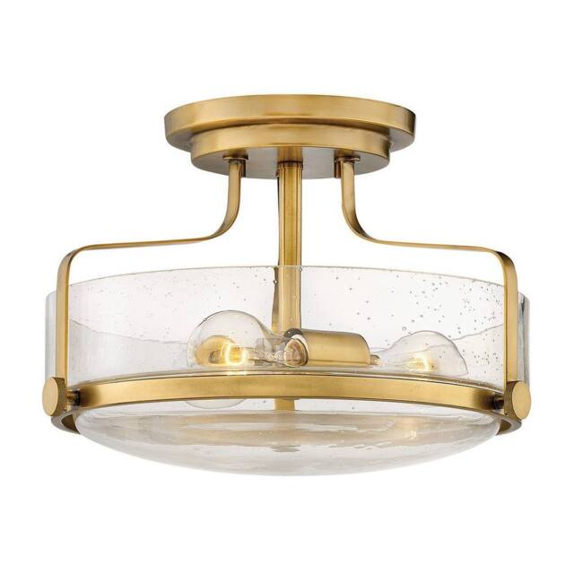 Netlighting Harper 3 Light Bowl Semi Flush Ceiling Light Heritage Brass in Yellow - image 1