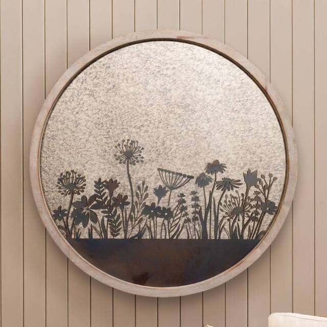 Voyage Maison Fleur Et Faune Circle Antique Mirror in Beige - image 1