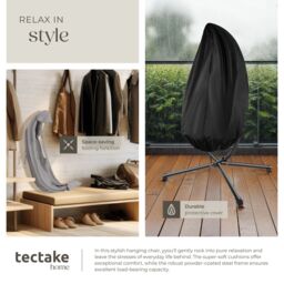 tectake Hanging Egg Chair Anika - with frame & extra thick seat cushion in Light Grey - Size: 1 Seater - thumbnail 8
