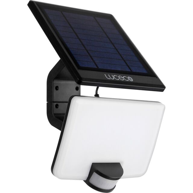 Luceco Guardian LED Solar Floodlight & PIR Motion Sensor, 800lm, 8W in Black - image 1