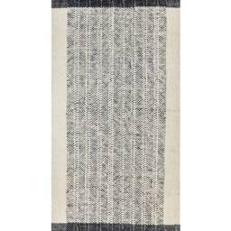 Wyld and Coco Handwoven Wool-Cotton Rug 80 x 150 cm White and Black with Tassels - Size: 80 cm x 150 cm - thumbnail 2