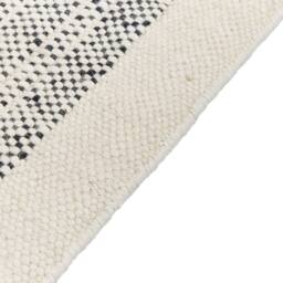 Wyld and Coco Handwoven Wool-Cotton Rug 80 x 150 cm White and Black with Tassels - Size: 80 cm x 150 cm - thumbnail 4
