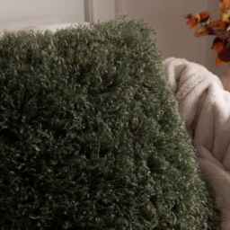 Furn Rowan Faux Fur Cushion in Green - Size: 50 cm x 50 cm - thumbnail 2