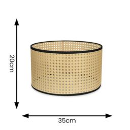 ValueLights Reni Natural Cane with Black Trim Easy Fit Drum Ceiling Lamp Shade - Size: Medium - thumbnail 8