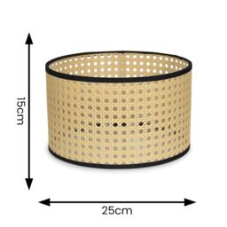 ValueLights Reni Natural Cane with Black Trim Easy Fit Drum Ceiling Lamp Shade - Size: Medium - thumbnail 7
