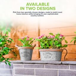 LIVIVO Zinc Hanging Plant Pot Set of 2 Metal Plant Pots with Hessian Rope Indoor Outdoor Planter Rustic Design in Silver - thumbnail 6