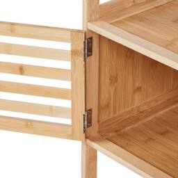 Wyld and Coco Bamboo Bathroom Shelf Unit 4 Shelves 1 Door Light Brown - thumbnail 8