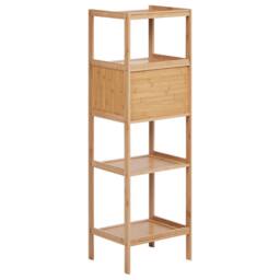 Wyld and Coco Bamboo Bathroom Shelf Unit 4 Shelves 1 Door Light Brown - thumbnail 6