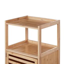 Wyld and Coco Bamboo Bathroom Shelf Unit 4 Shelves 1 Door Light Brown - thumbnail 7