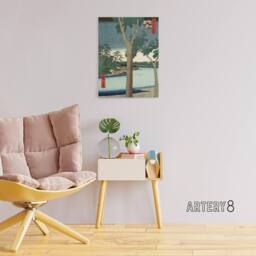 "Artery8 Paulownia Plantation At Akasaka Canvas Wall Art Print Hiroshige in Green - Size: W18"" x H24""" - thumbnail 3