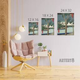 "Artery8 Paulownia Plantation At Akasaka Canvas Wall Art Print Hiroshige in Green - Size: W18"" x H24""" - thumbnail 4
